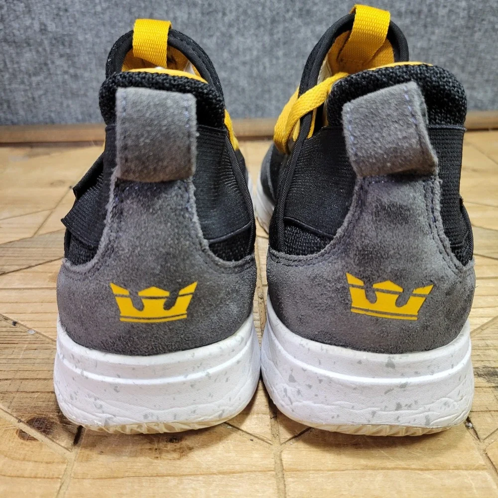 Supra‎ Titanium Men's 10 Gunmetal Gray Black Gold Athletic Suede Modern Sneakers - Picture 7 of 13